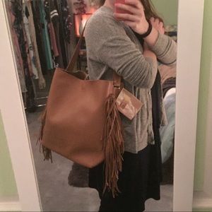 NWT Jessica Simpson Brown Fringe Large Tote Bag